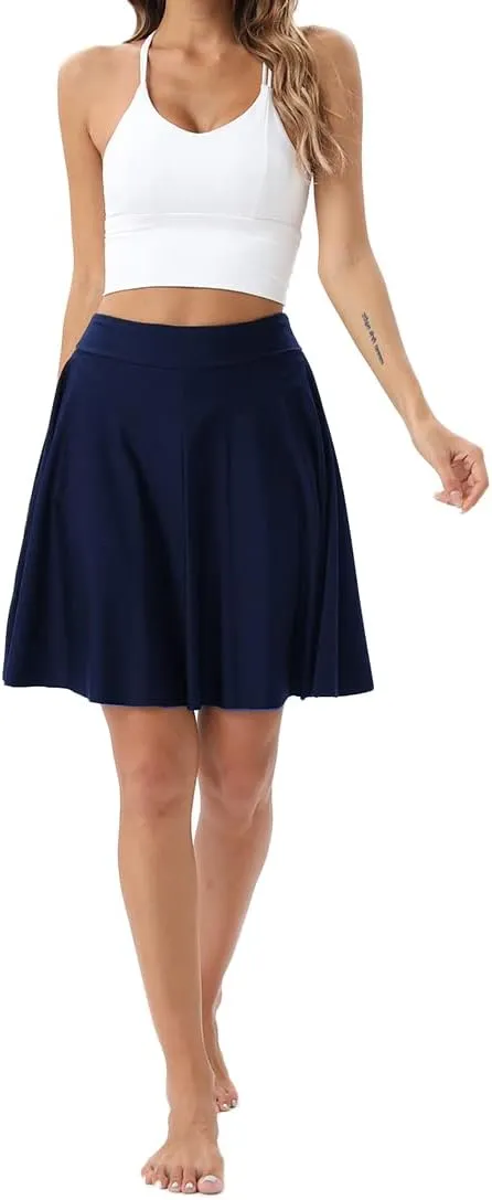 Micosuza Women's Swim Skorts High Waist Tummy Control Modest Swim Skirt with Shorts Swimsuit Bikini Bottoms