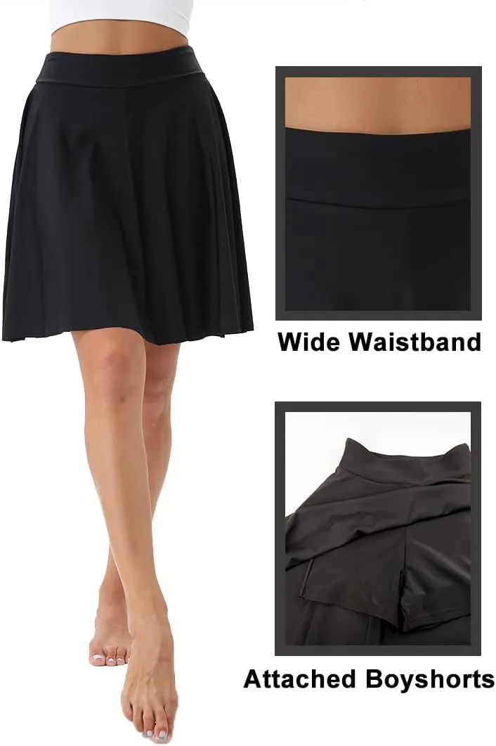 Micosuza Women's Swim Skorts High Waist Tummy Control Modest Swim Skirt with Shorts Swimsuit Bikini Bottoms