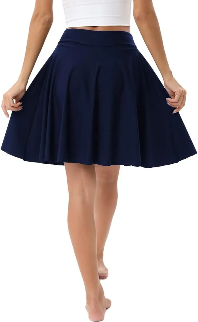 Micosuza Women's Swim Skorts High Waist Tummy Control Modest Swim Skirt with Shorts Swimsuit Bikini Bottoms