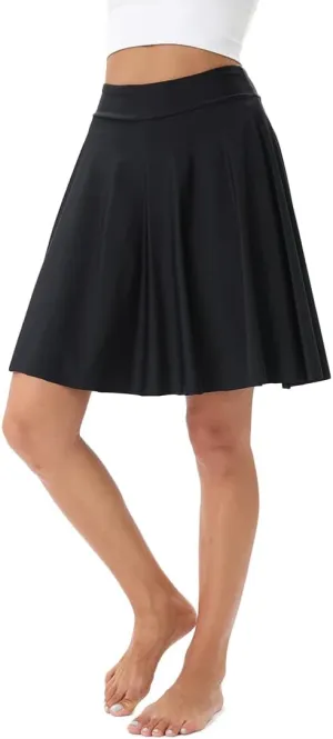 Micosuza Women's Swim Skorts High Waist Tummy Control Modest Swim Skirt with Shorts Swimsuit Bikini Bottoms