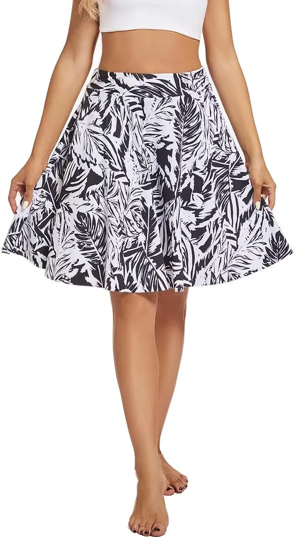 Micosuza Women's Swim Skorts High Waist Tummy Control Modest Swim Skirt with Shorts Swimsuit Bikini Bottoms