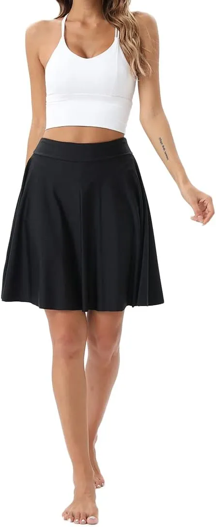 Micosuza Women's Swim Skorts High Waist Tummy Control Modest Swim Skirt with Shorts Swimsuit Bikini Bottoms