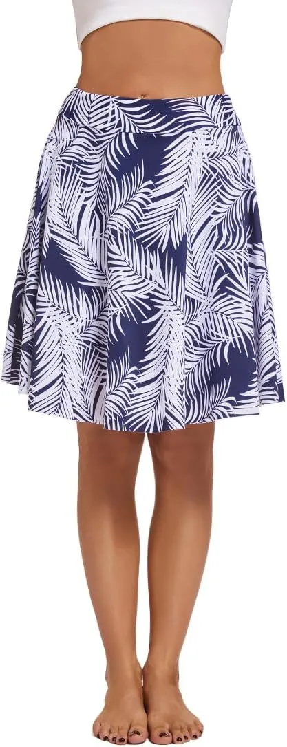 Micosuza Women's Swim Skorts High Waist Tummy Control Modest Swim Skirt with Shorts Swimsuit Bikini Bottoms