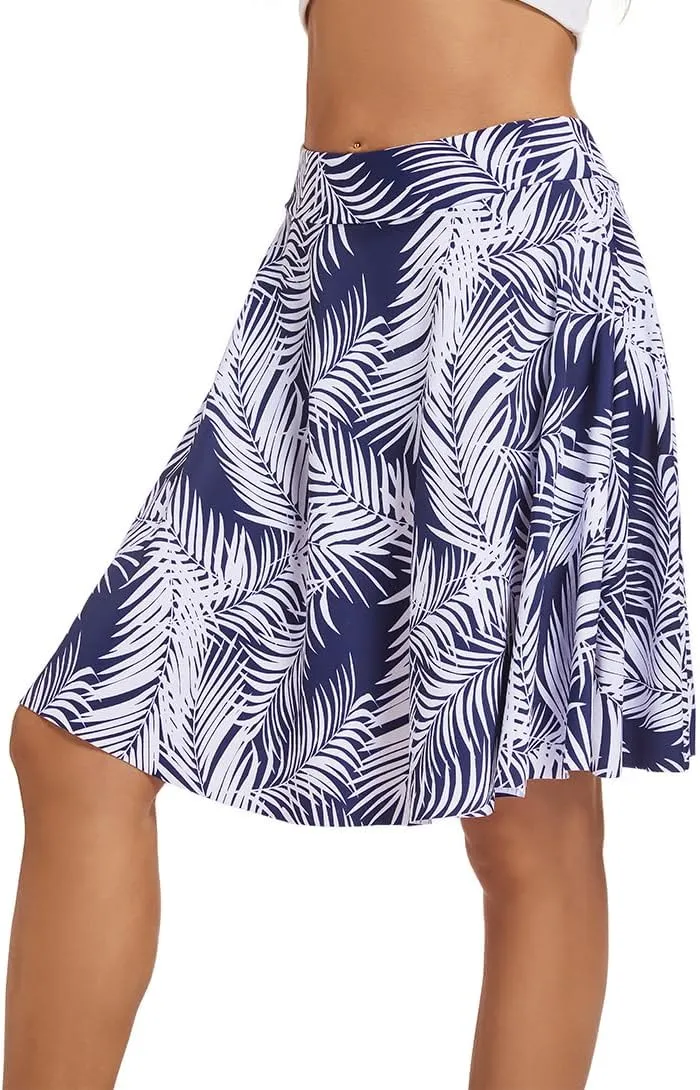 Micosuza Women's Swim Skorts High Waist Tummy Control Modest Swim Skirt with Shorts Swimsuit Bikini Bottoms