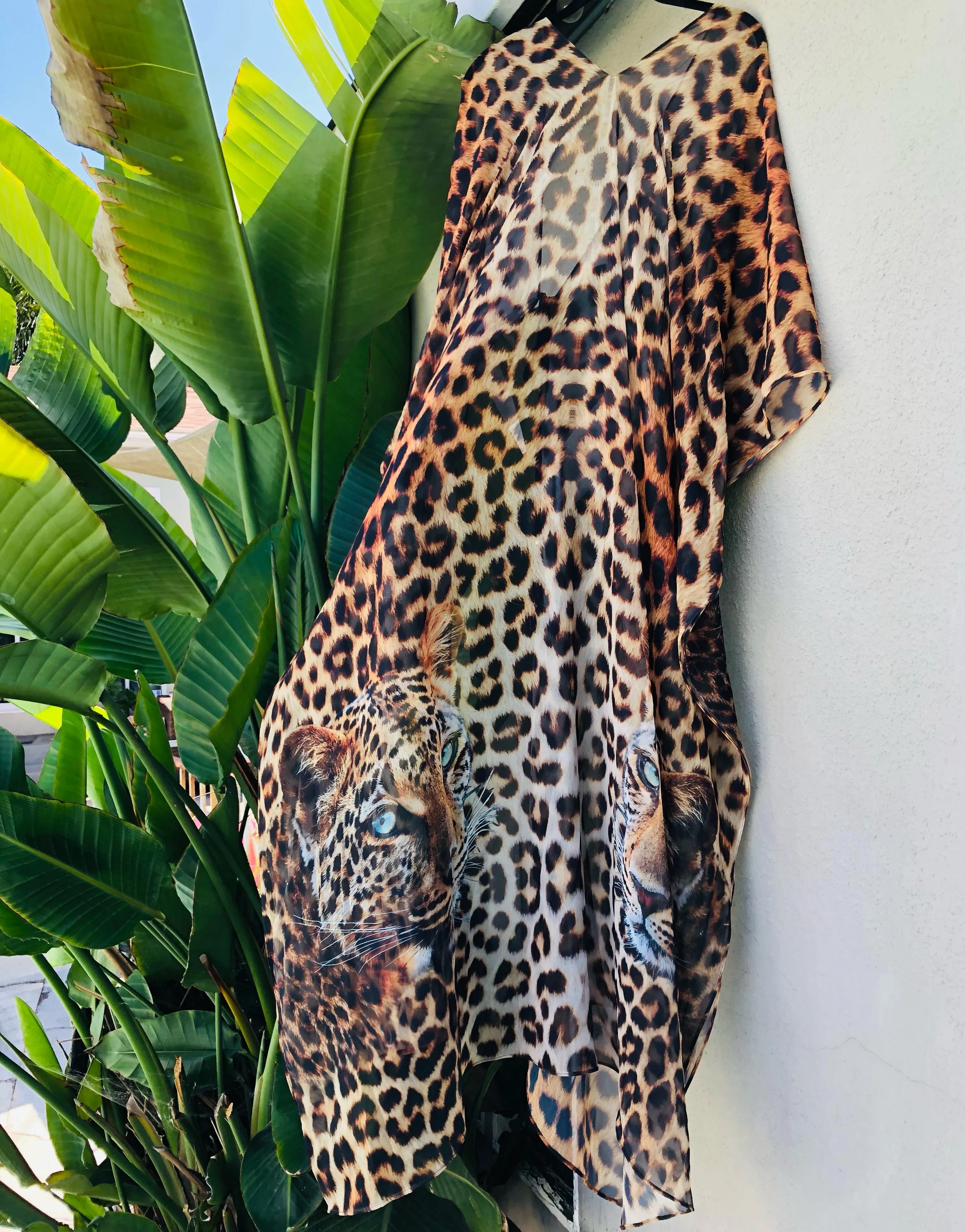 Mirrored Kitties  - Side Drape Maxi Kaftan