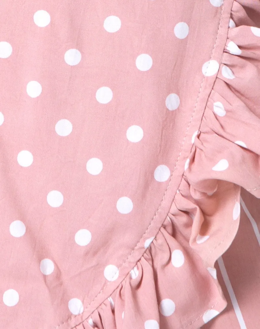 Miza Mini Skirt in Spot Stripe Pink and White