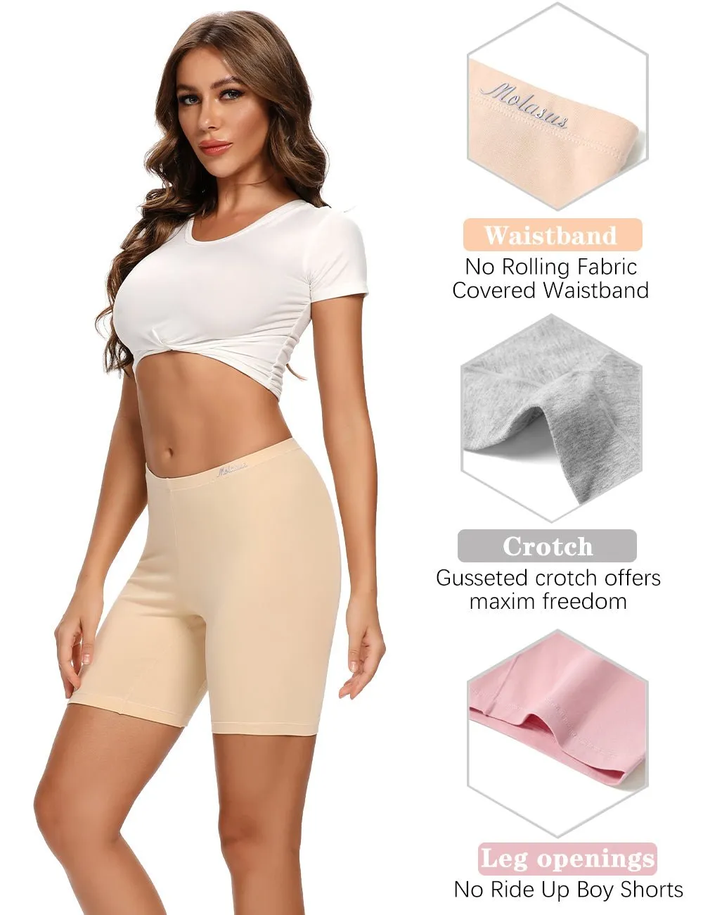 Molasus Womens Anti Chafing Cotton Boy Shorts Underwear(Regular & Plus Size)