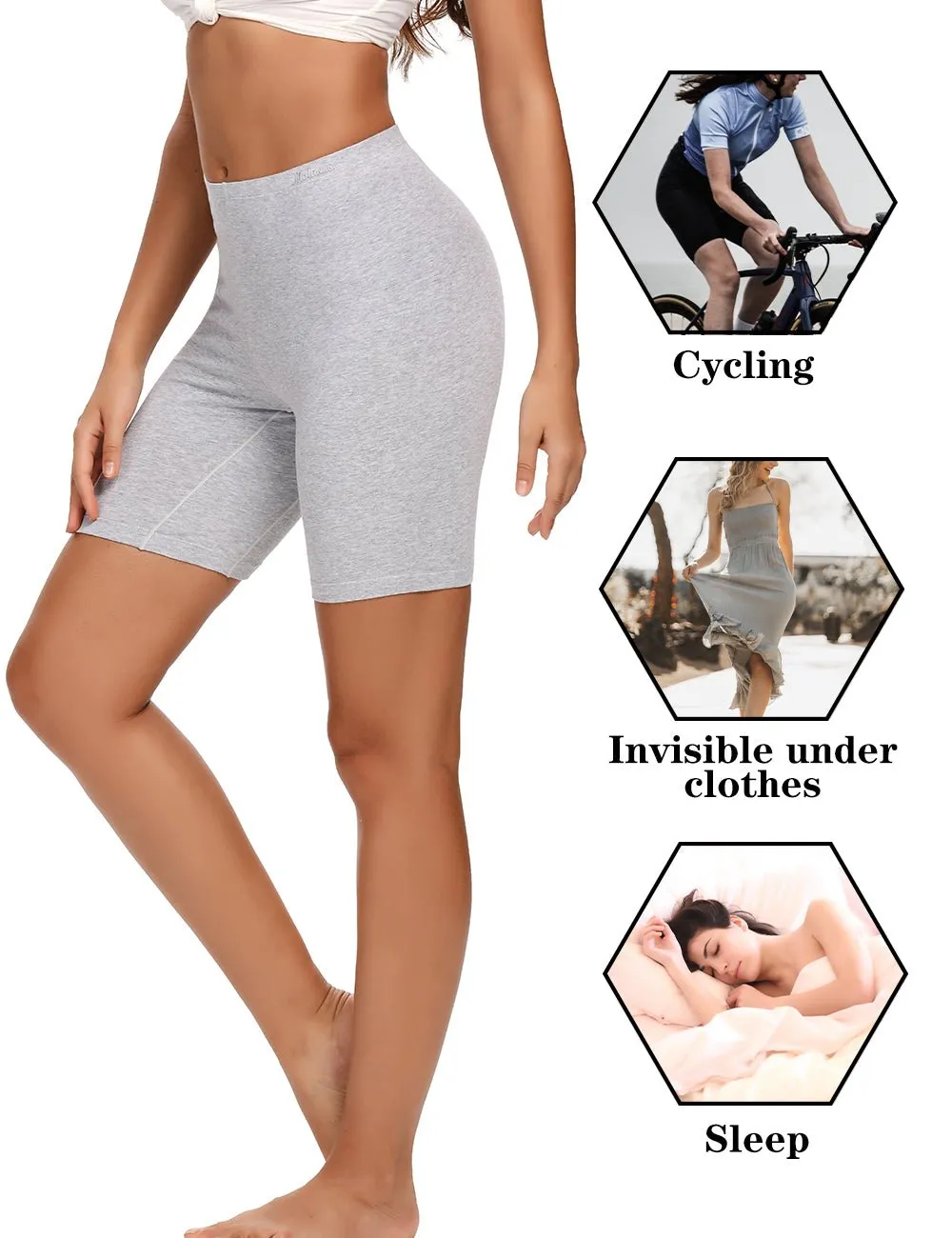 Molasus Womens Anti Chafing Cotton Boy Shorts Underwear(Regular & Plus Size)
