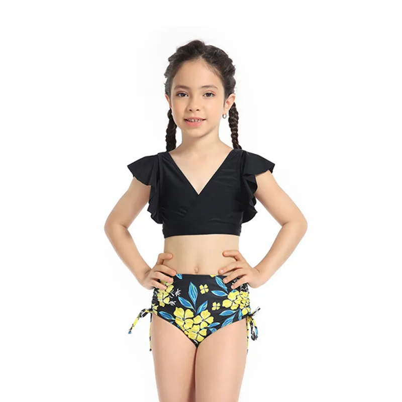 Mom and Daughter Floral Print Ruffle Bikini Matching Swimsuit