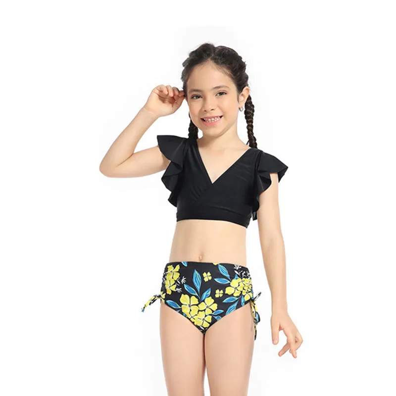 Mom and Daughter Floral Print Ruffle Bikini Matching Swimsuit