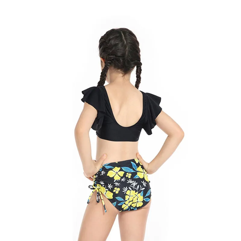 Mom and Daughter Floral Print Ruffle Bikini Matching Swimsuit