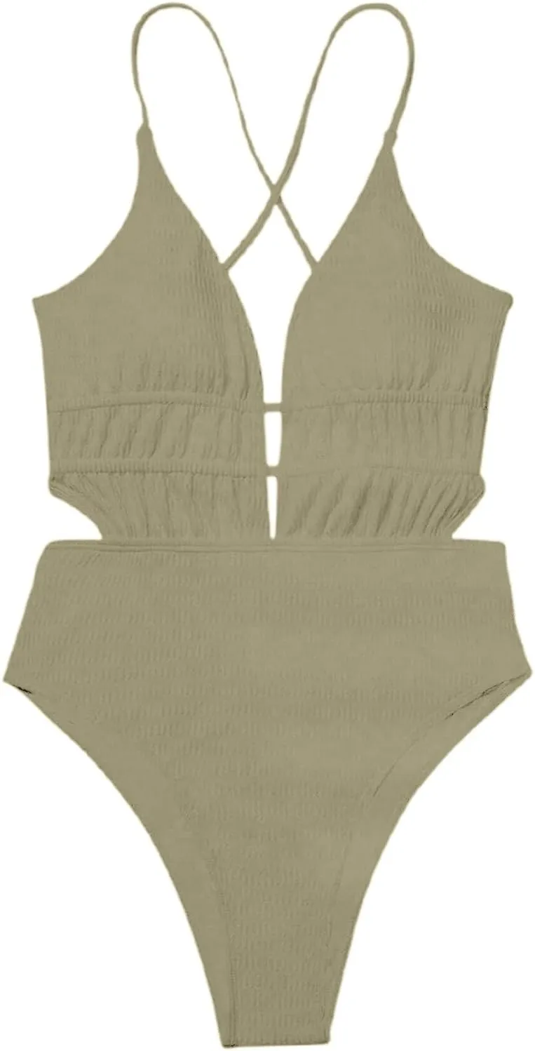 Monokini Swimsuit Women One Piece High Cut Tummy Control Sexy Bathing Suit Slimming Backless Cheeky Swim Suit Swimwear