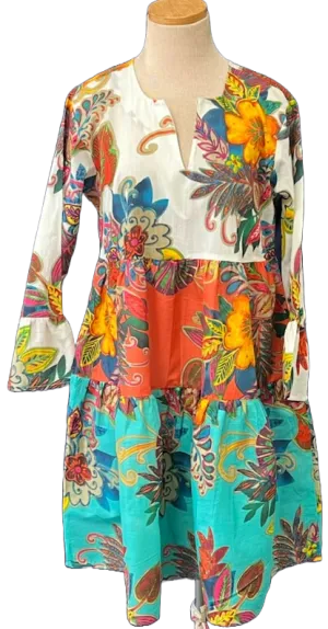 Multi-Colored Fiji 3 Ruffle KikiSol Dress