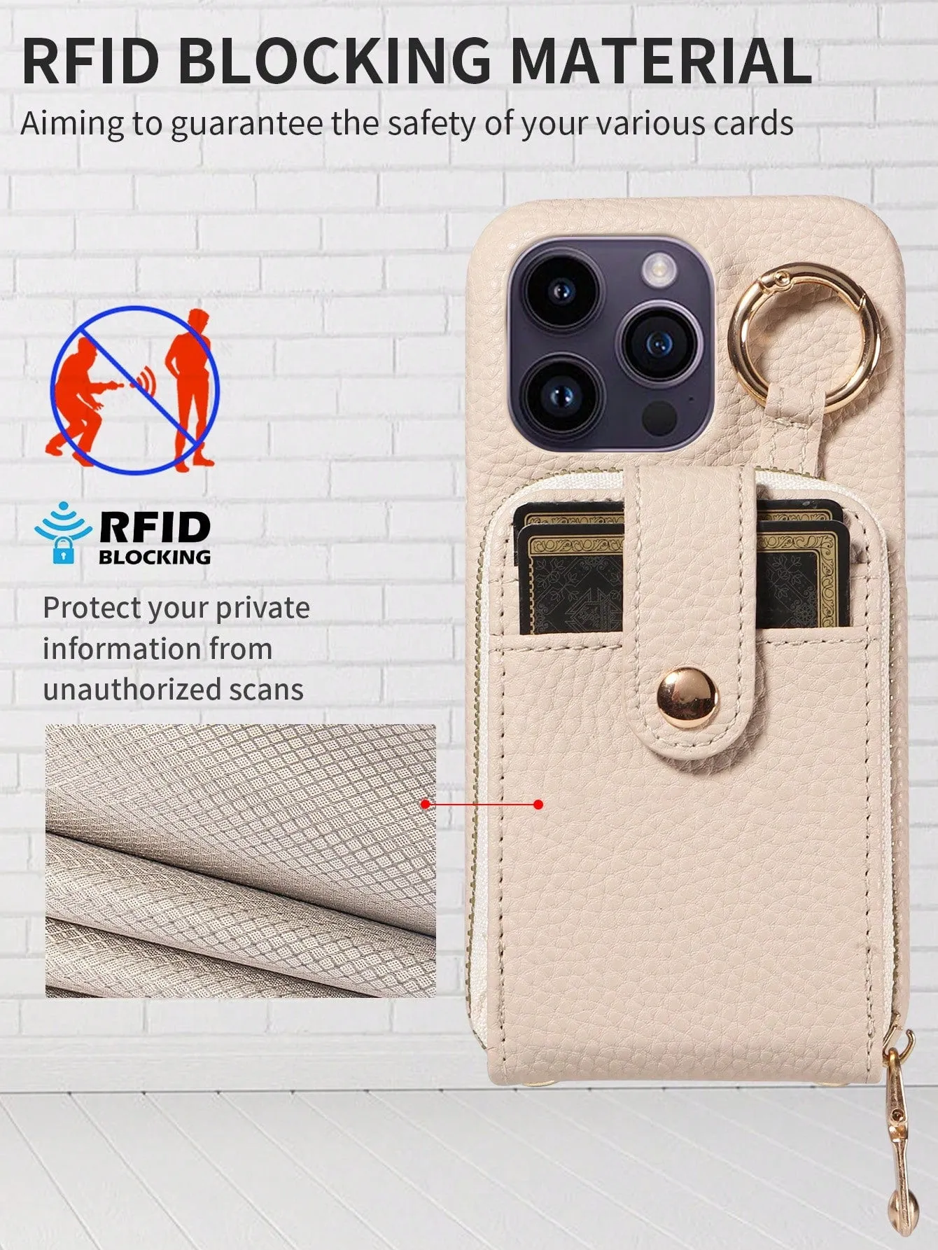 Multifunctional Zipper Closure Accordion Card Holder Wallet Style Pu Leather Phone Case Compatible With Apple