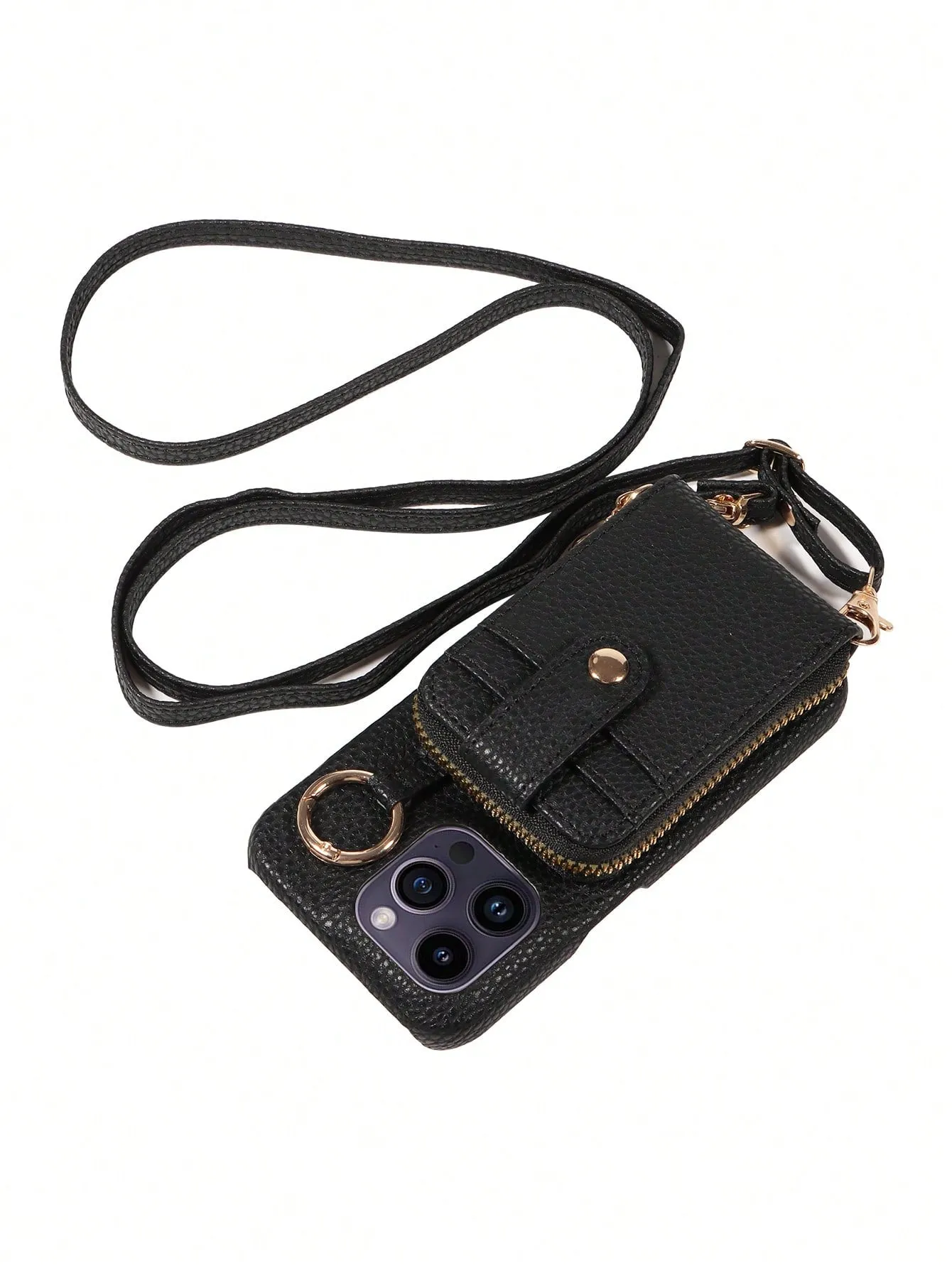 Multifunctional Zipper Closure Accordion Card Holder Wallet Style Pu Leather Phone Case Compatible With Apple