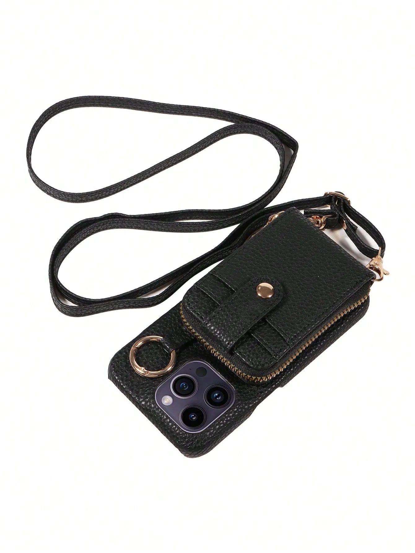 Multifunctional Zipper Closure Accordion Card Holder Wallet Style Pu Leather Phone Case Compatible With Apple