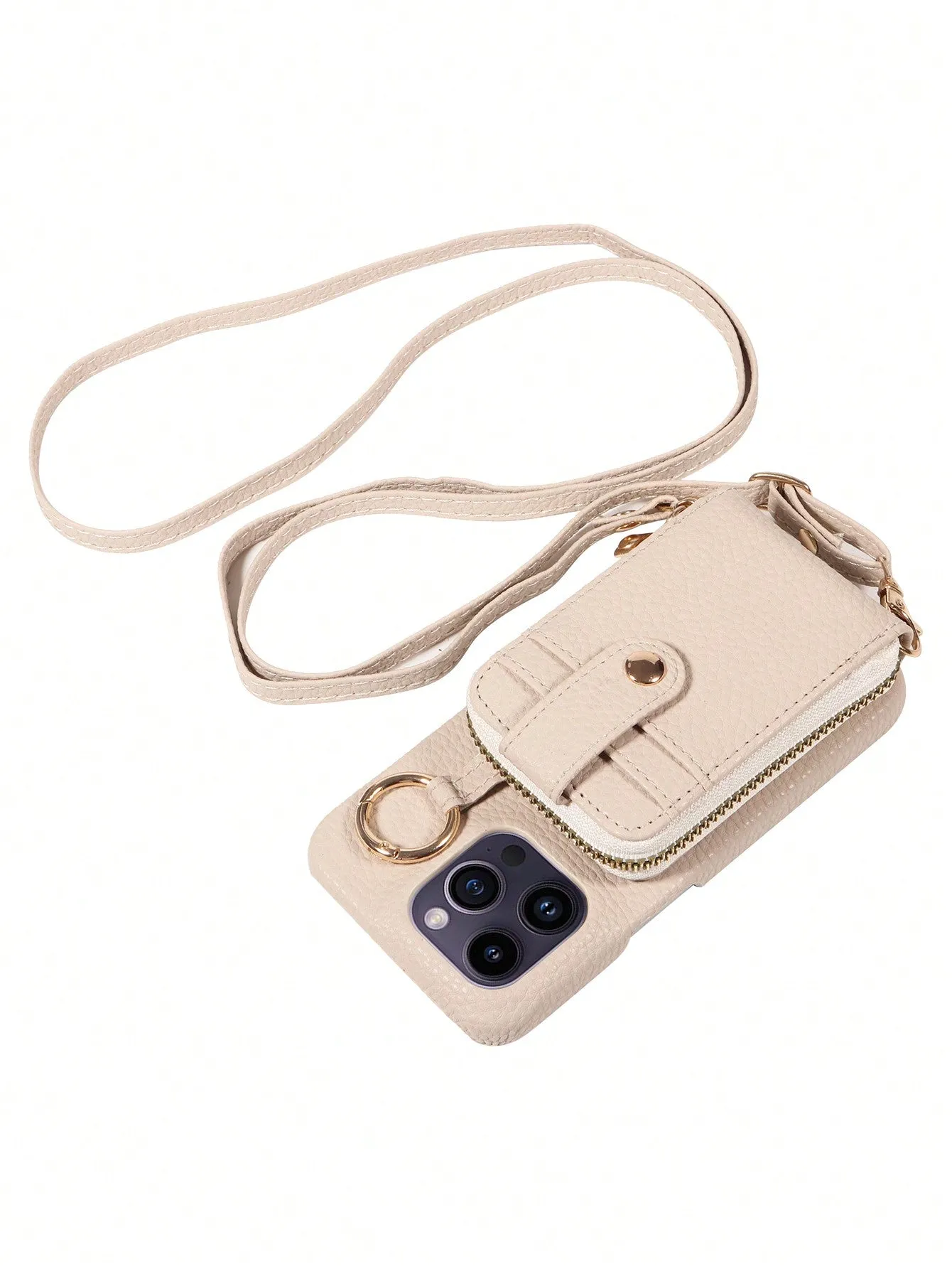 Multifunctional Zipper Closure Accordion Card Holder Wallet Style Pu Leather Phone Case Compatible With Apple