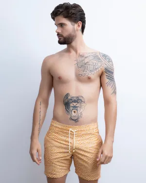 Mustard Oxford Men Swim Shorts