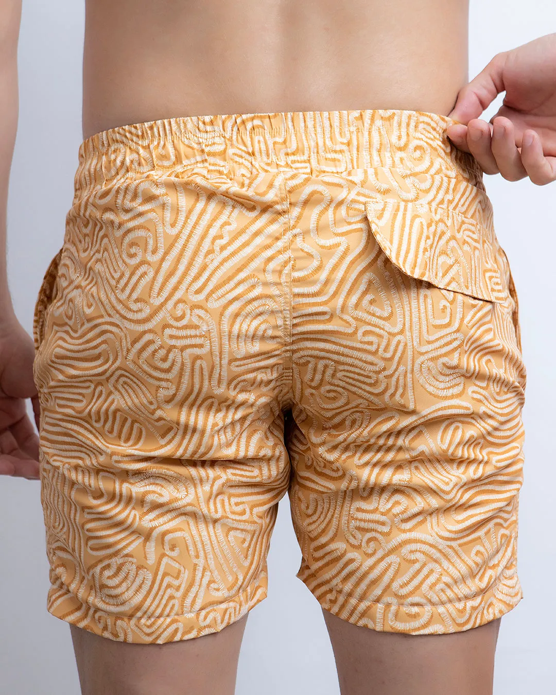 Mustard Oxford Men Swim Shorts