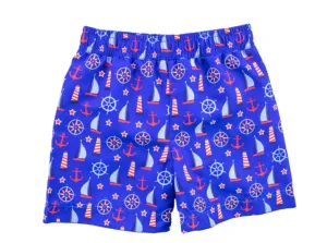 Nautical Print Swim Trunks