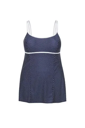 Navy & White Dots Underwire Swim Dress Swimwear