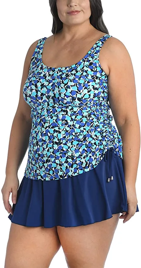 New Maxine Of Hollywood Womens Shirred Skirted Swim Dress One Piece Swimsuit Plus size 22W! Retails $86 
