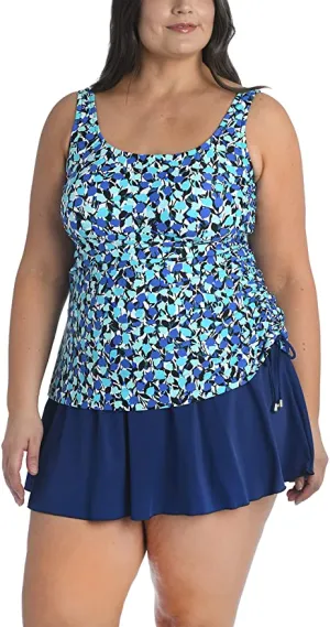 New Maxine Of Hollywood Womens Shirred Skirted Swim Dress One Piece Swimsuit Plus size 22W! Retails $86 