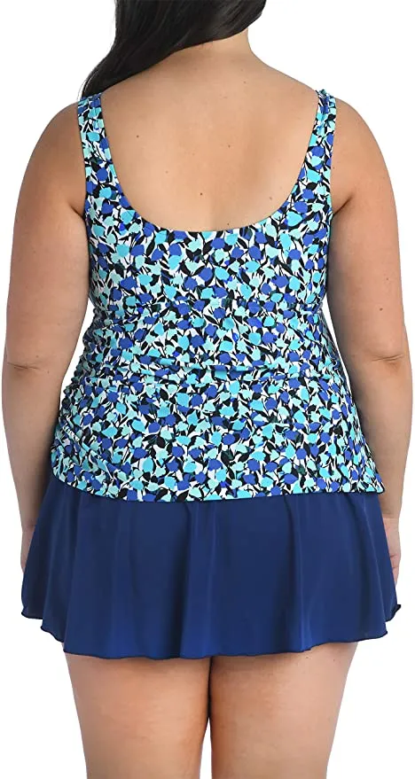 New Maxine Of Hollywood Womens Shirred Skirted Swim Dress One Piece Swimsuit Plus size 22W! Retails $86 