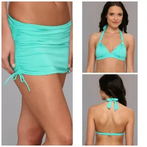 New with tags! BADGLEY MISCHKA SWIMSUIT SKIRTED BIKINI MINT ADJUSTABLE COVERAGE BOTTOMS, Sz 10! Retails $116 