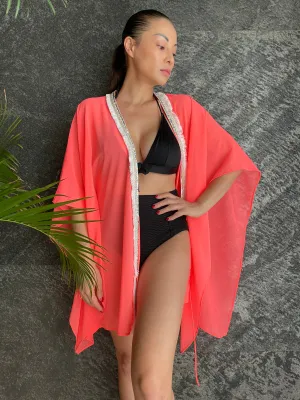 Nikani Women's Beach Kaftan Cover Up in Neon Orange