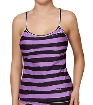 NIKE Distressed Stripe Tankini Top
