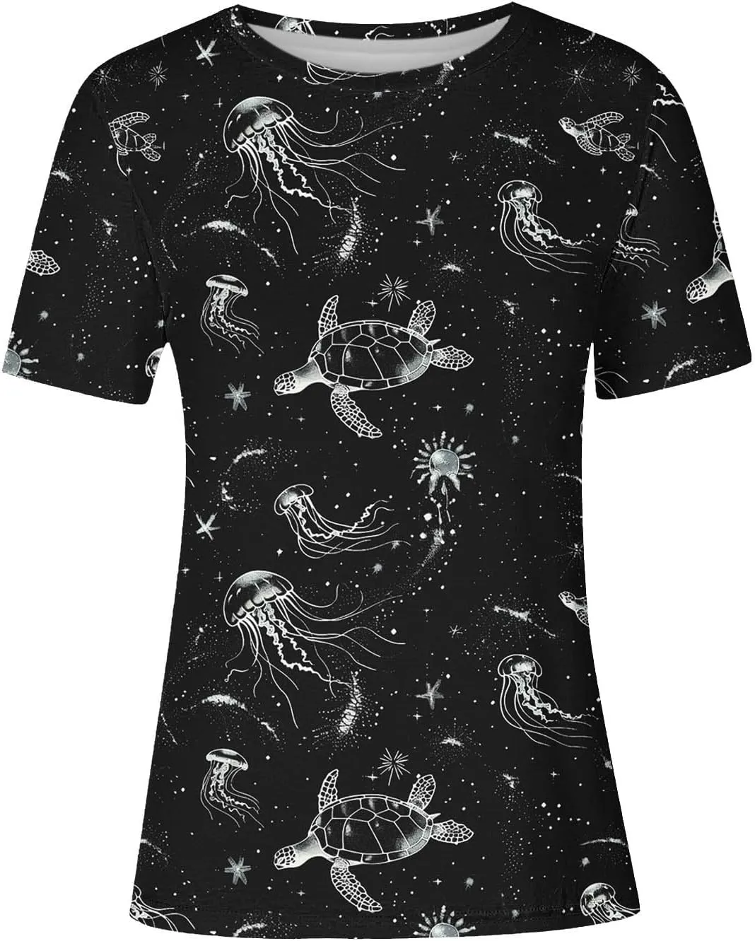 Ocean Wildlife Sea Turtle Graphic T-Shirt Women Vintage Animal Print Shirt Hawaiian Summer Beach Tee Vacation Tops
