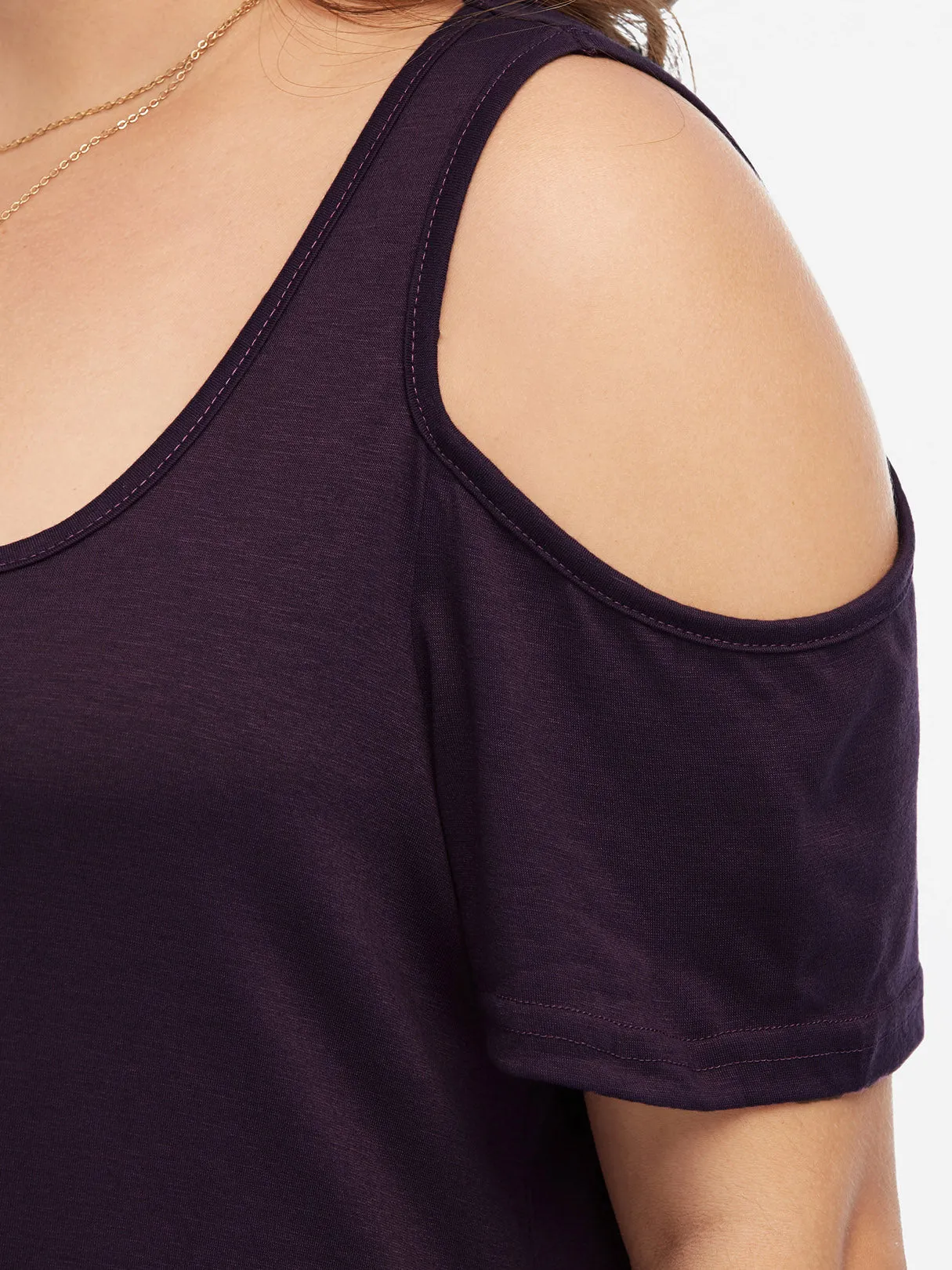 OEM ODM Cold Shoulder Plain Short Sleeve Handkerchief Hem Purple Plus Size Dresses