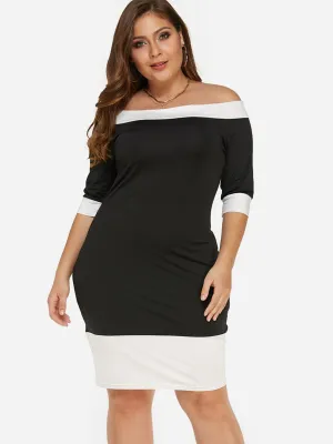 OEM ODM Off The Shoulder Half Sleeve Bodycon Plus Size Dresses