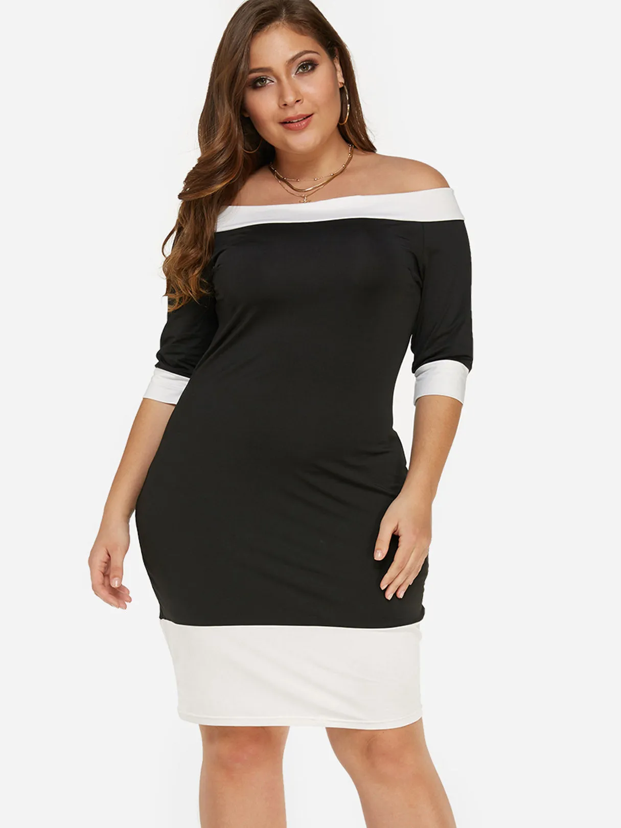 OEM ODM Off The Shoulder Half Sleeve Bodycon Plus Size Dresses
