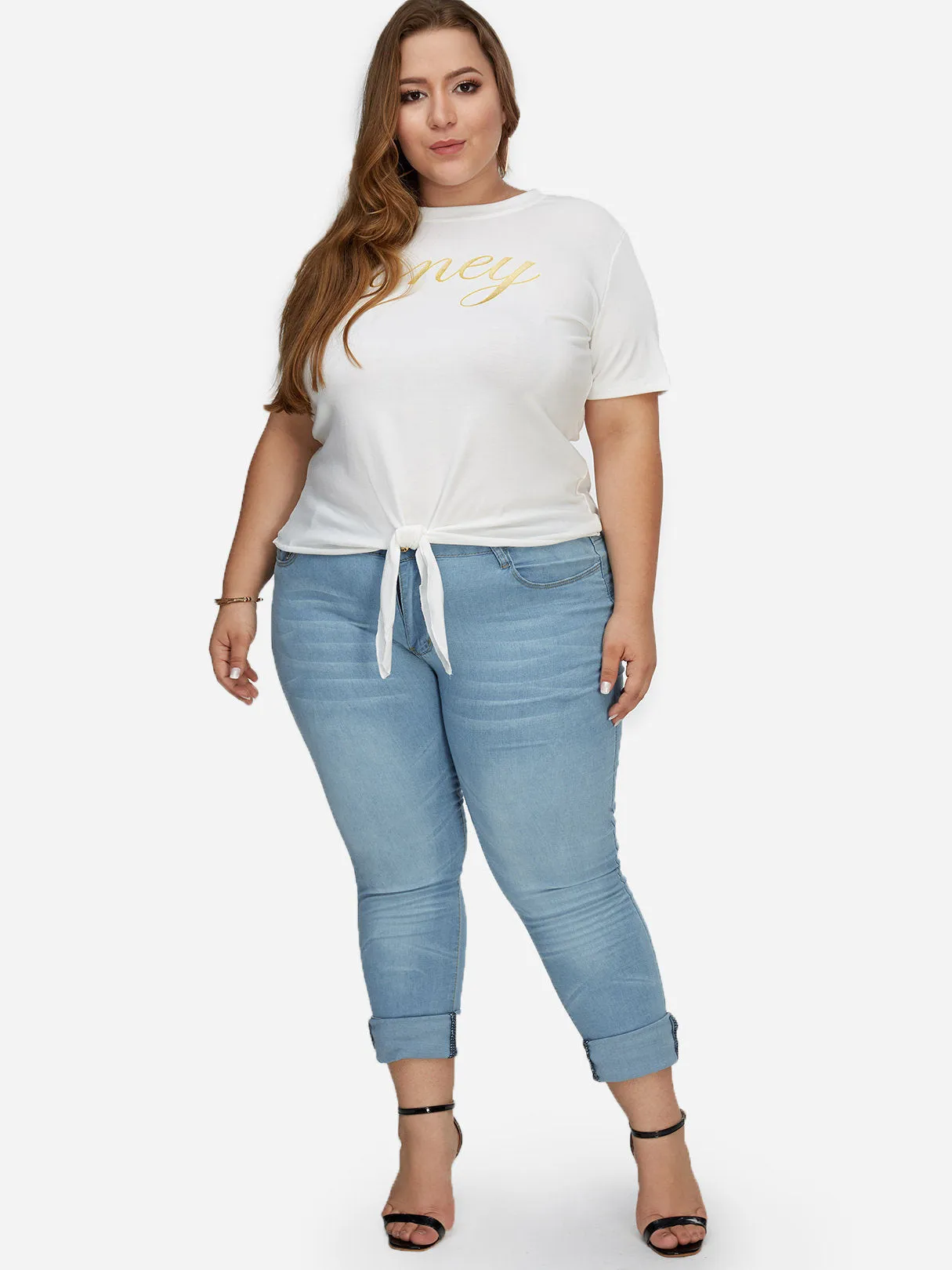 OEM ODM Plain Zip Back Sky Blue Plus Size Bottoms