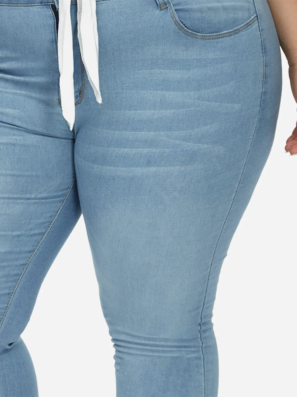 OEM ODM Plain Zip Back Sky Blue Plus Size Bottoms