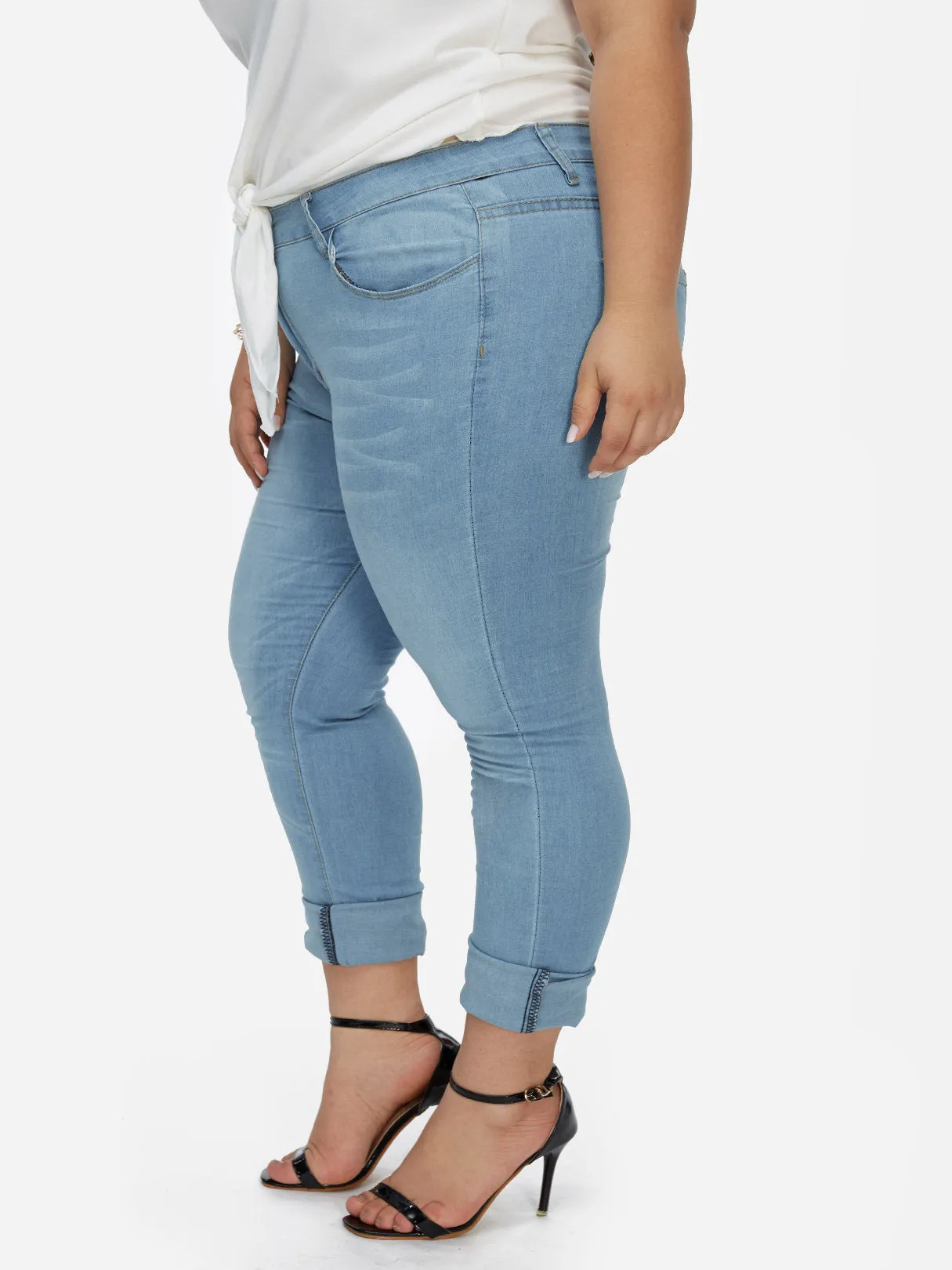 OEM ODM Plain Zip Back Sky Blue Plus Size Bottoms