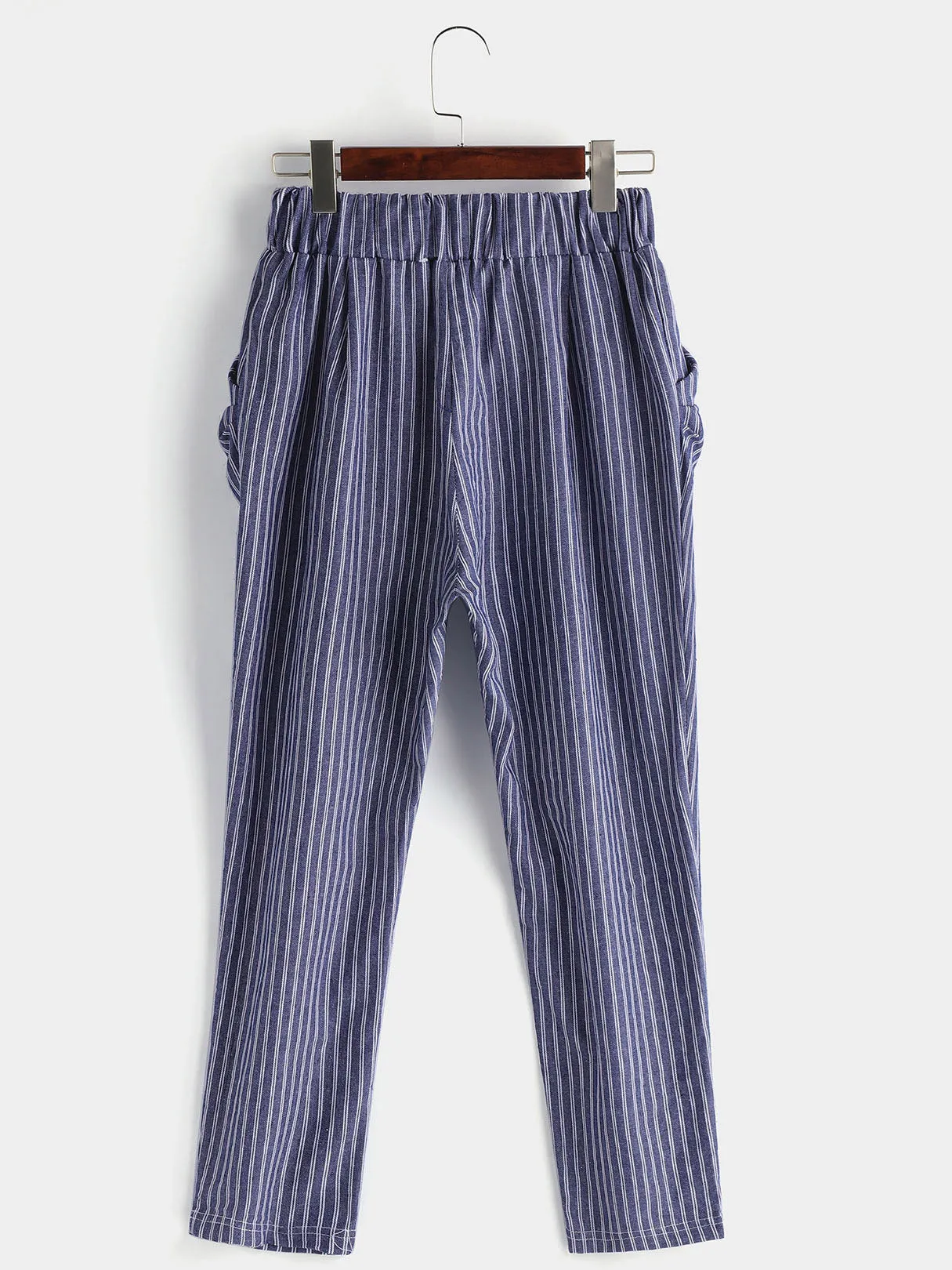 OEM ODM Plus Size Striped Pockets Cropped Pants