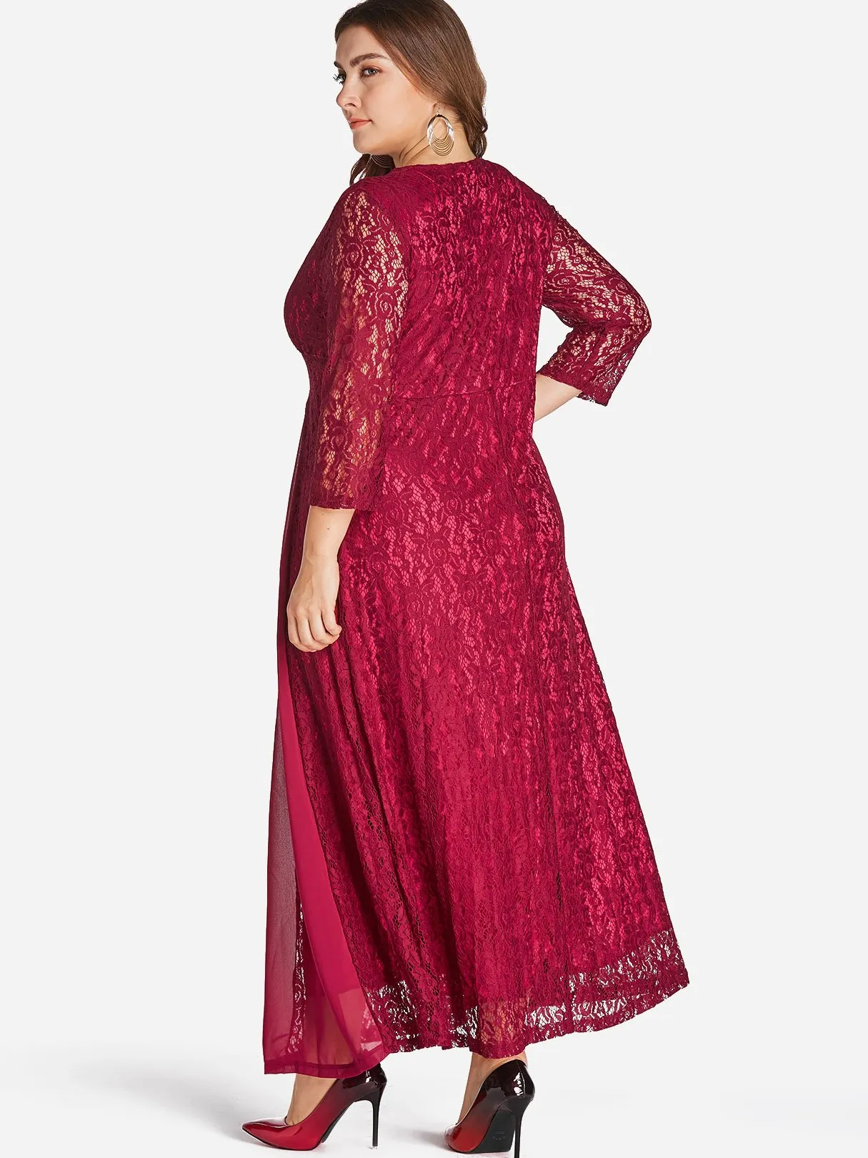 OEM ODM V-Neck Wrap Long Sleeve Plus Size Dress