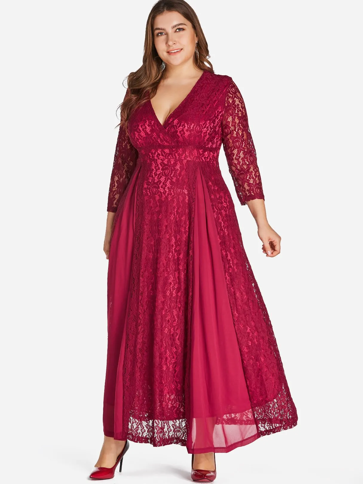 OEM ODM V-Neck Wrap Long Sleeve Plus Size Dress