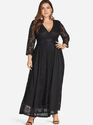 OEM ODM V-Neck Wrap Long Sleeve Plus Size Dress