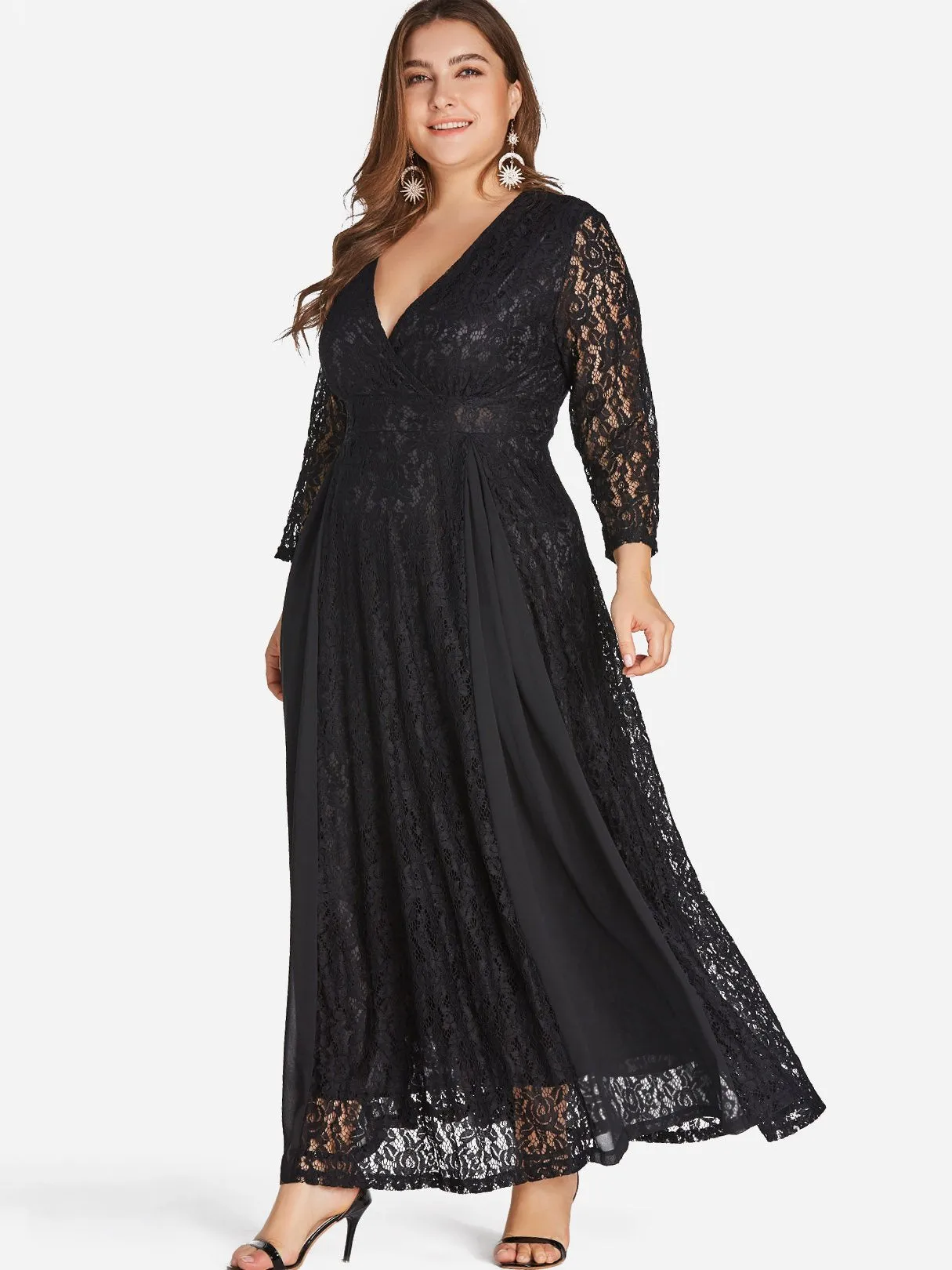 OEM ODM V-Neck Wrap Long Sleeve Plus Size Dress