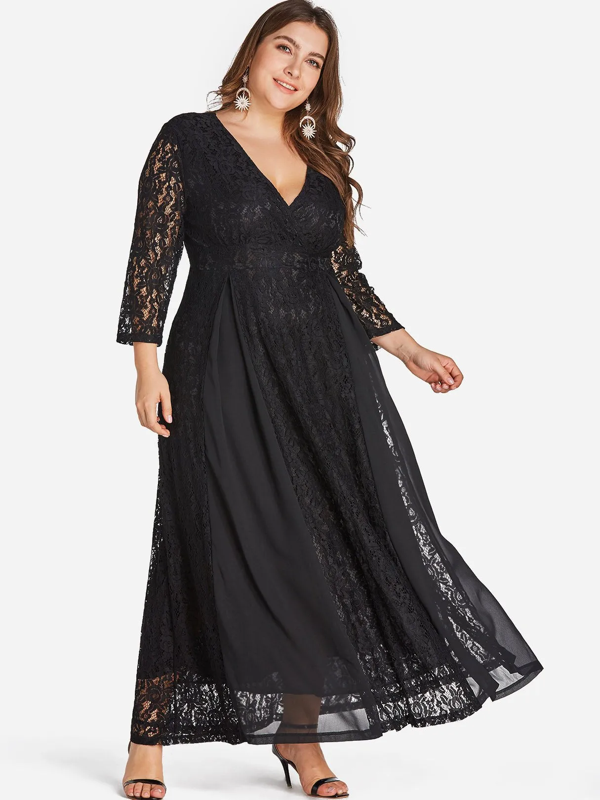 OEM ODM V-Neck Wrap Long Sleeve Plus Size Dress