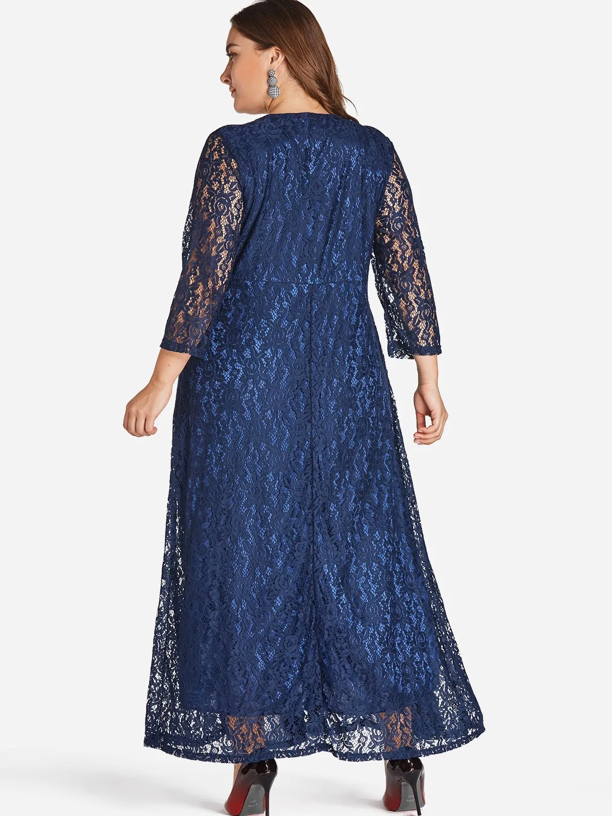 OEM ODM V-Neck Wrap Long Sleeve Plus Size Dress