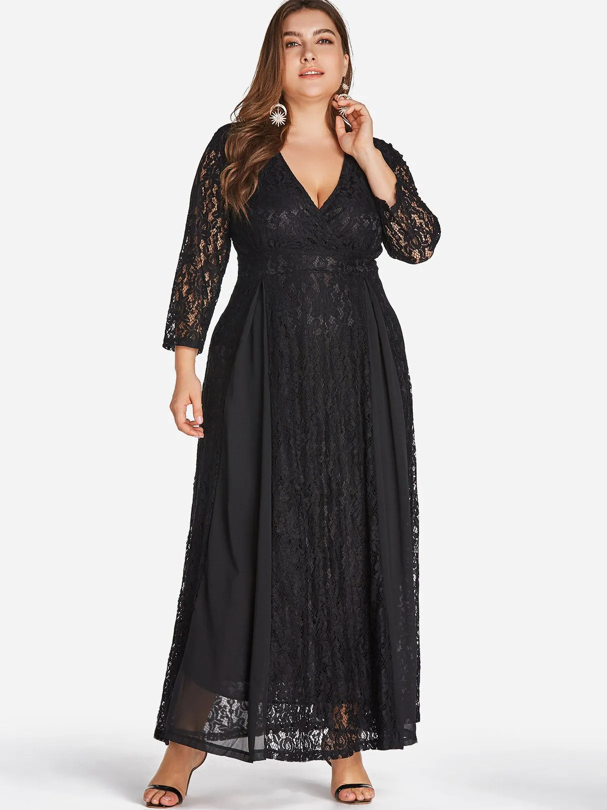 OEM ODM V-Neck Wrap Long Sleeve Plus Size Dress