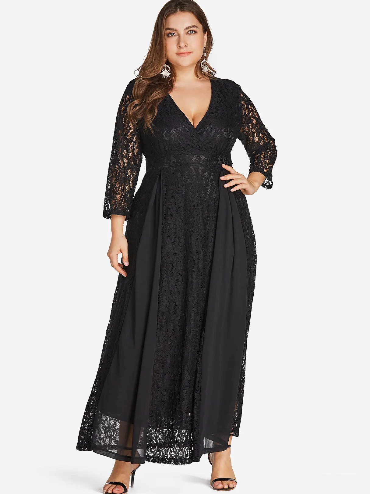 OEM ODM V-Neck Wrap Long Sleeve Plus Size Dress