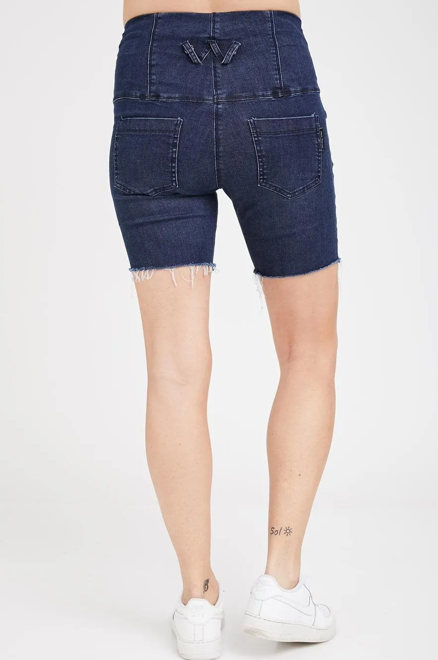 Olivia High Rise Denim Shorts - Blue
