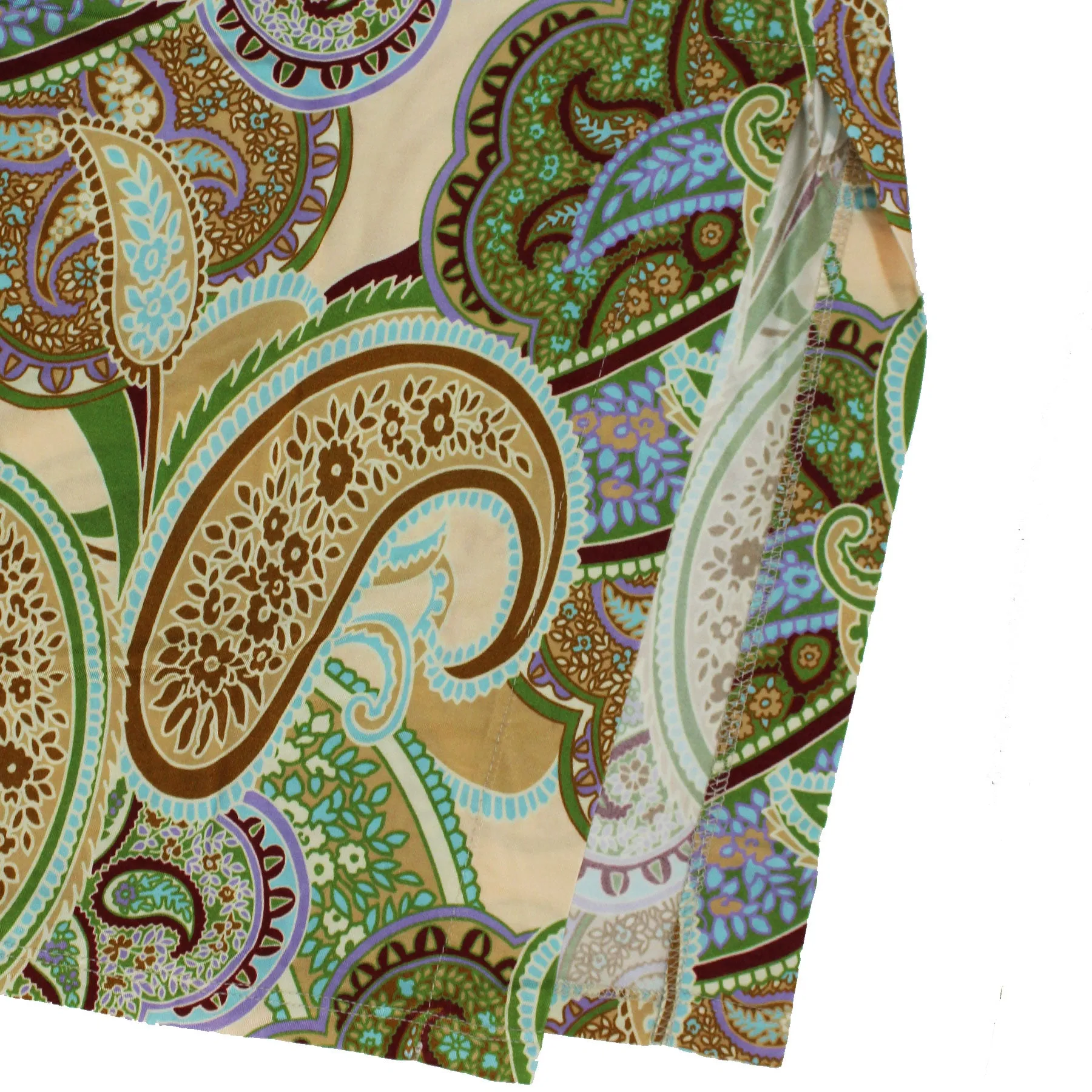 Olivia Kaftan Beige Green Brown Paisley Women Beachwear Hand Made In Italy