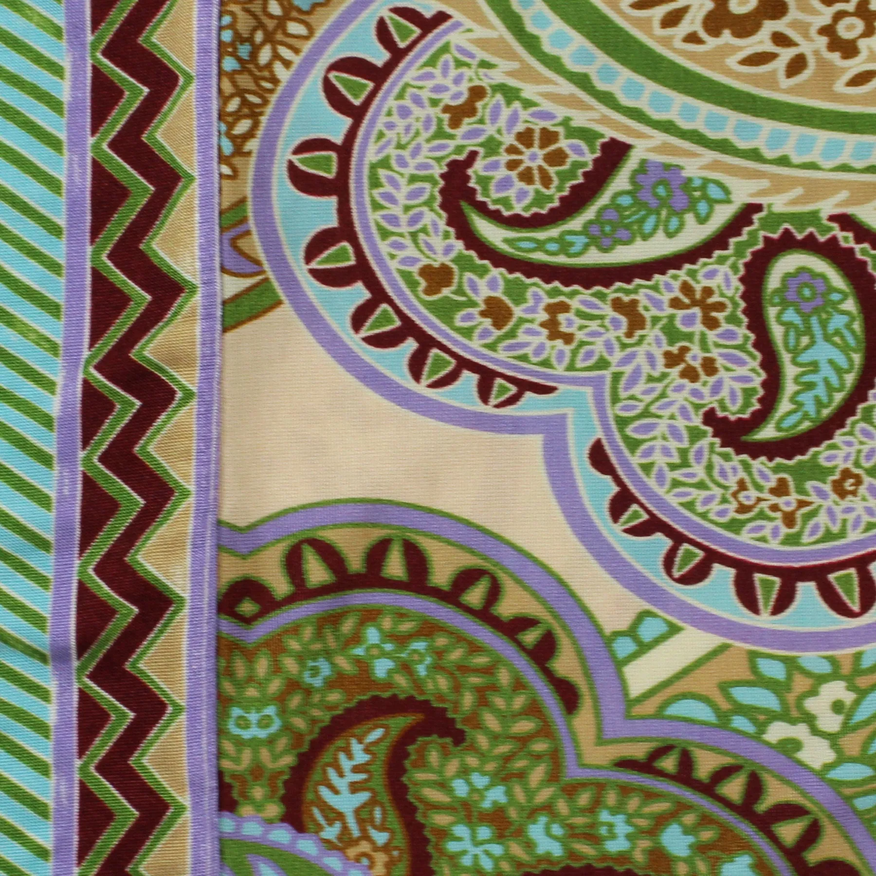 Olivia Kaftan Beige Green Brown Paisley Women Beachwear Hand Made In Italy